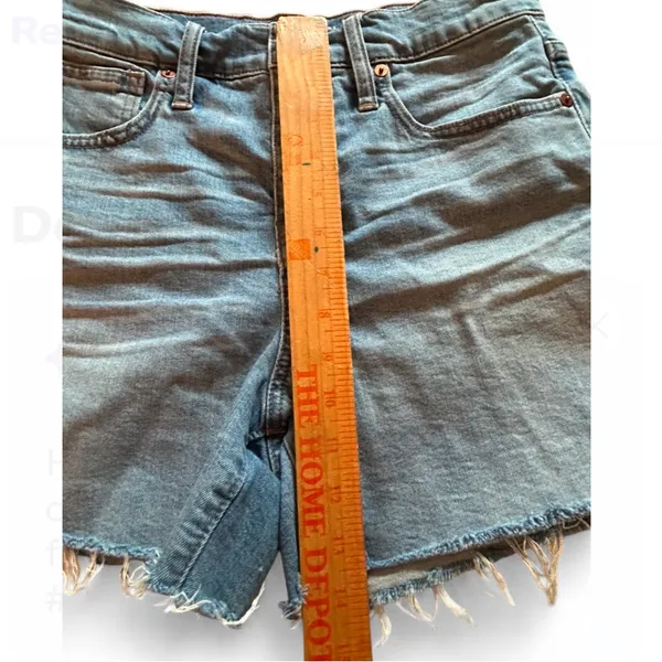 Madewell High-Rise Denim Shorts Button Fly Cut Off Raw Hem Size 26. - Image 3