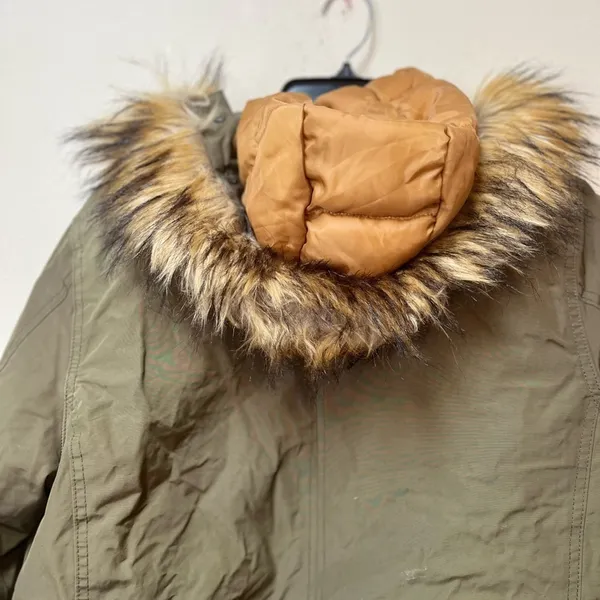 Aeropostale XS Olive Parka Gorpcore Granola Faux Fur Utility Jacket - Image 6