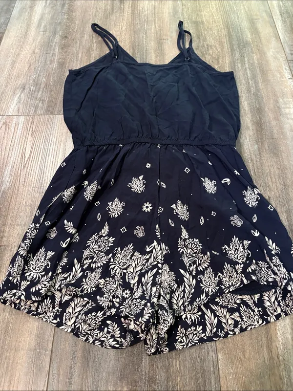 Garage Navy & White Floral Boho Bandana Print Romper XS - Image 7