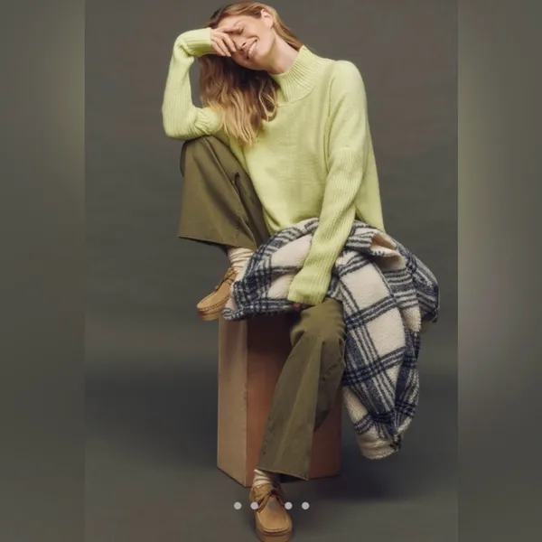 Anthropologie Maeve Gretchen Mock Neck Cozy Sweater Yellow Wool Blend‎ - Image 10