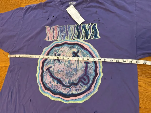 Nirvana NWT oversized distressed short sleeve graphic T shirt dress size L/XL - Image 11