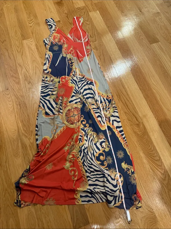 Fresh of LA Baroque Print Maxi Dress Women’s Sleeveless Resort Vacation size MED - Image 3