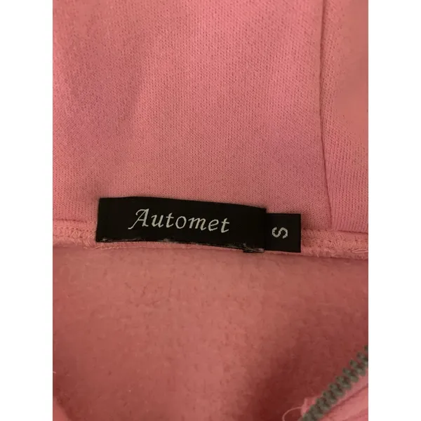 Automet Hot Pink Half‎ Zip Hoodie Sweatshirt Cozy Fleece Pullover Small - Image 3