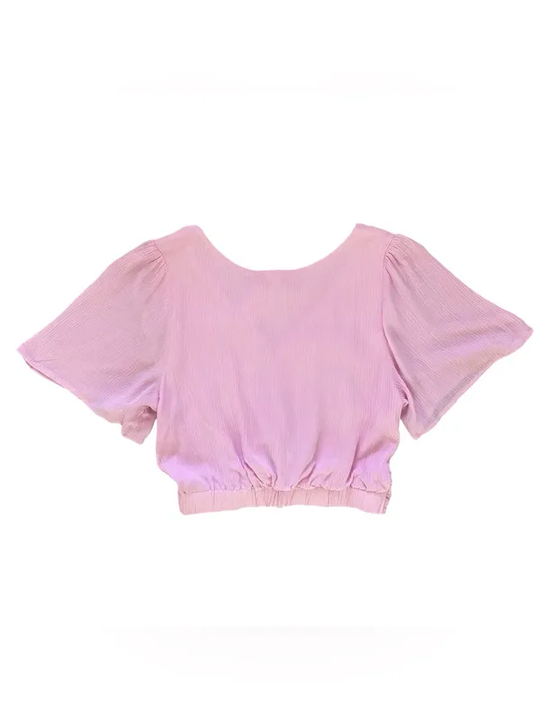 NWT Abercrombie & Fitch Knot-Front Cropped Top Women' Size Medium Pink Boho - Image 3
