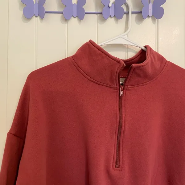 NWOT A New Day women’s dark mauve pink‎ cropped long sleeve zip collar jacket XL - Image 2
