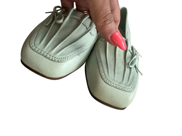 ENZO ANGIOLINI Light Green Seashell Leather Loafers Flats Size 5.5 - Image 7