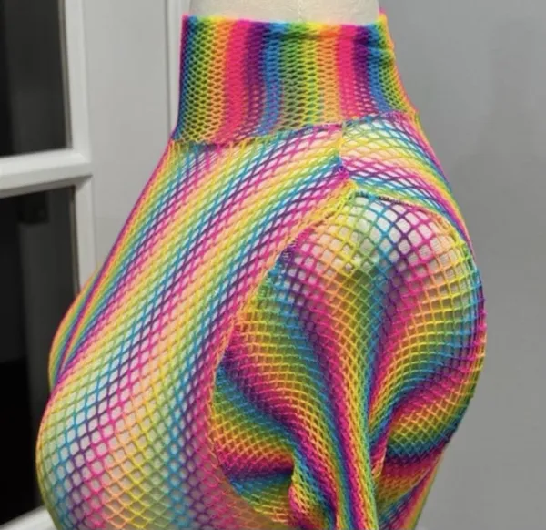 Leg Avenue Rainbow Fishnet Long Sleeve Crop Top - Image 3