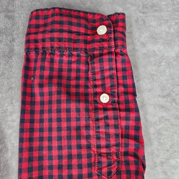 Abercrombie & Fitch Red Blue Plaid Tartan Button Down Long Sleeve Shirt‎ Top XS - Image 6