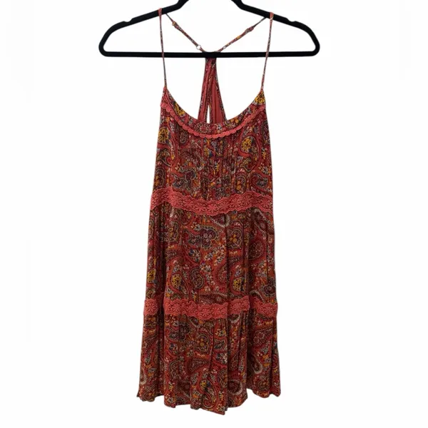 Hollister Paisley Boho Racerback Sundress Medium Lace Trim Mini - Image 6
