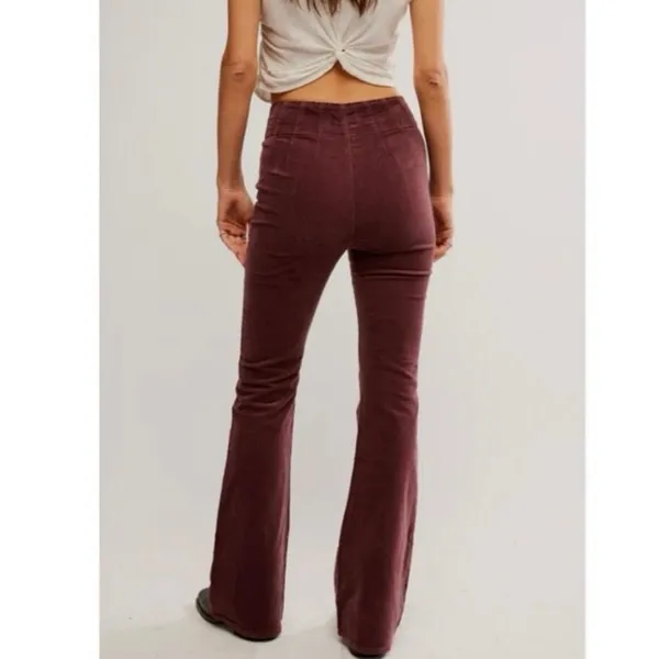 FREE PEOPLE We the Free Brown Jadye Corduroy High Rise Flare Pants sz 31 - Image 4