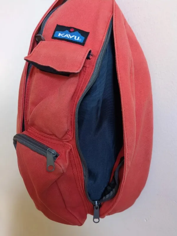 KAVU Rope Sling Backpack Coral Orange Canvas Crossbody Hiking Travel Bag - Image 11