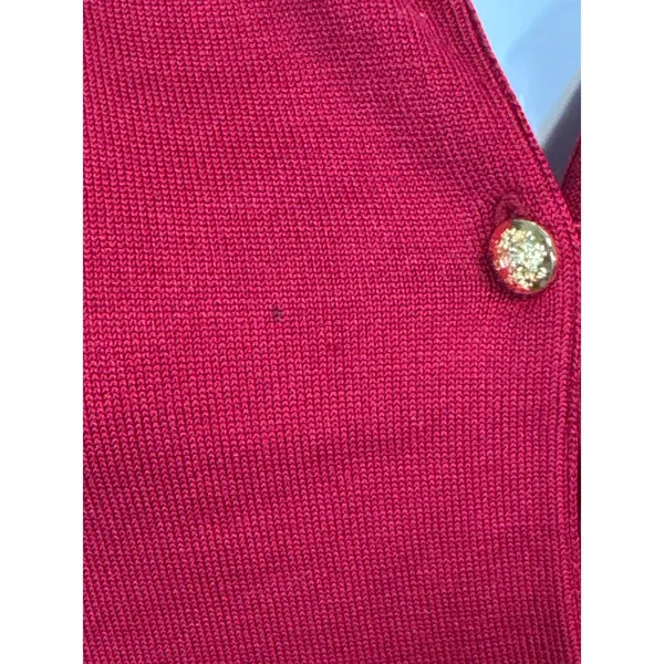 Lauren Ralph Lauren Red Silk Blend Button‎ Front Cardigan Large Coastal Grandma - Image 7