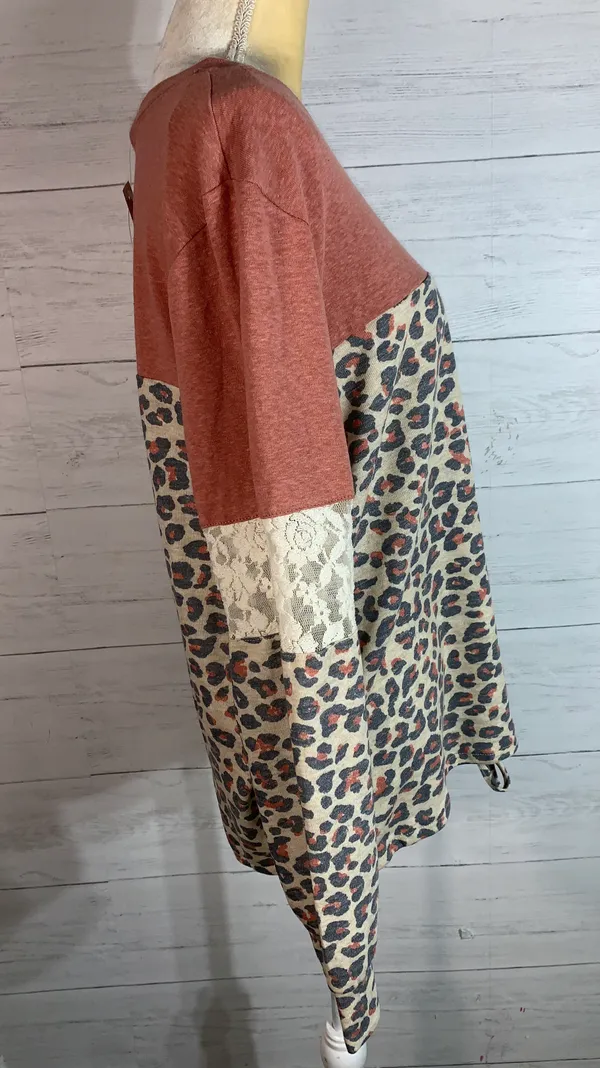 Jolt colorblock animal print lace pullover size XL womens - Image 6