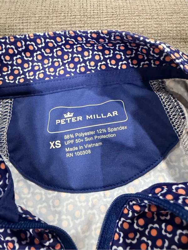 Peter Millar the players sun Navy and White Printed Quarter-Zip Long-Sleeve Top - Image 15