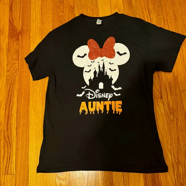 Gildan Disney Auntie Halloween Tee - Black and Orange - Image 2