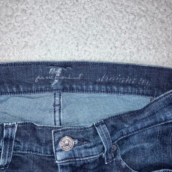 7 For All Mankind Cropped Jeans Women 27 Dark Wash Low Rise‎ Cuffed Hem Fit 28 - Image 9