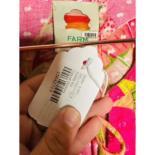 FARM RIO Pink Orange Floral Cotton A-Line Tie Waist Ombre Forest Mini Dress S - Image 14
