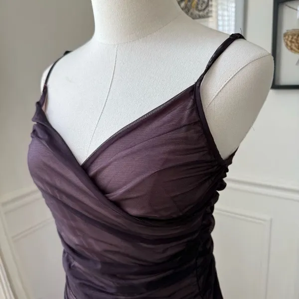 Kookai Ruched Midi Cocktail Homecoming Dress Deep Purple $120 2 - Image 3