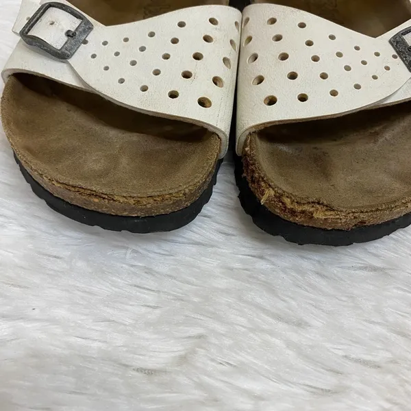 Birkenstock Birki's White Perforated Buckle Strap Sandals Size 240 US 6-6.5 - Image 7