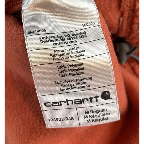 Carhartt Womens Relaxed Fit Fleece Pullover M Orange Snap Front Sherpa - Image 7