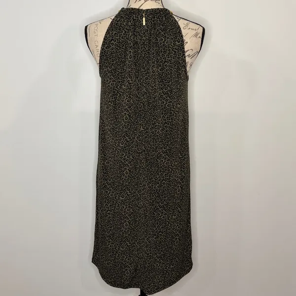Michael Kors gold chain accent stretch slinky leopard animal print dress S - Image 4