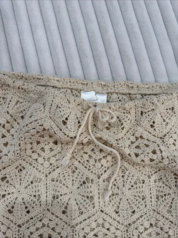 🤍Bohemian cream Crochet swim Coverup Skirt - Image 3