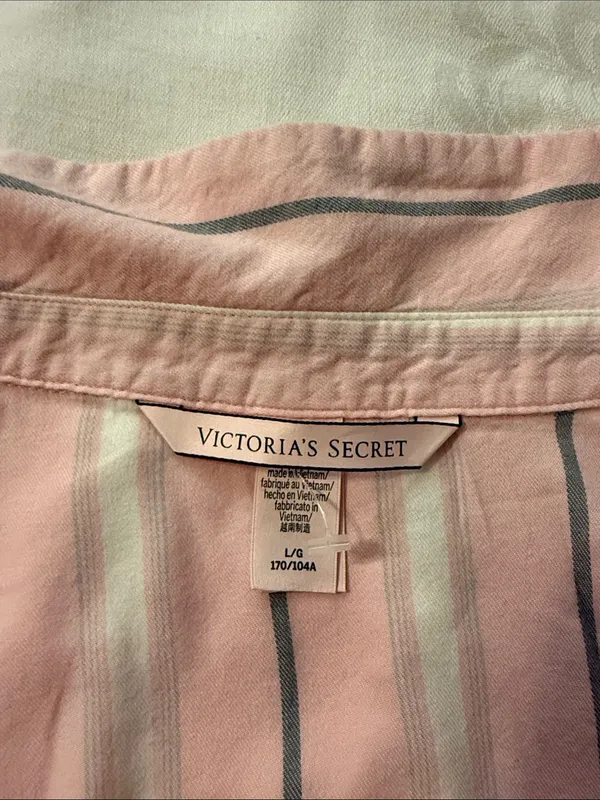 Victoria's Secret Pink and White Striped Button-Down Shirt - Image 4