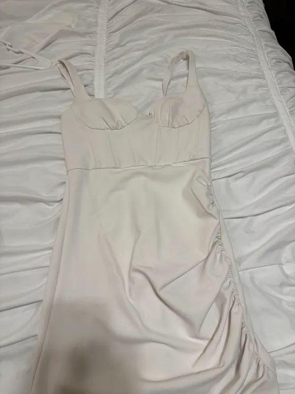Zara White Draped Mini Dress - Image 2
