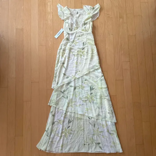 Princess Polly Been Away floral green frill maxi dress - Image 2