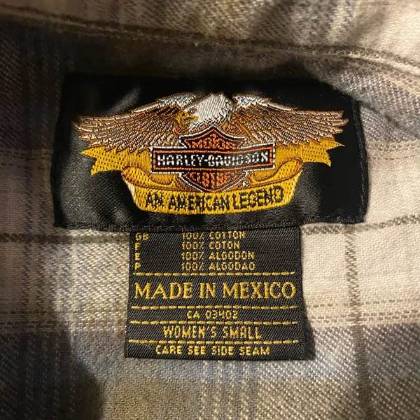 Harley-Davidson Plaid Tie-Front Flannel Shirt - Image 5