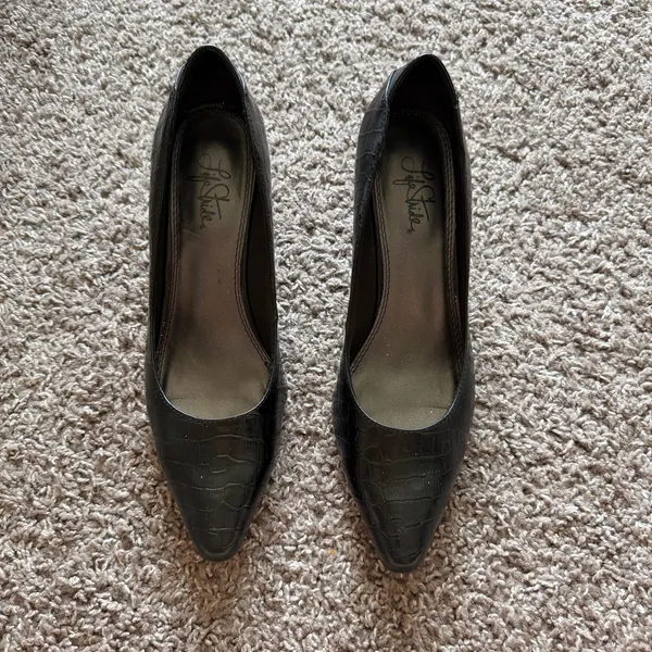 LifeStride Black Croc Pointed Toe Heels Size 8.5 - Image 3