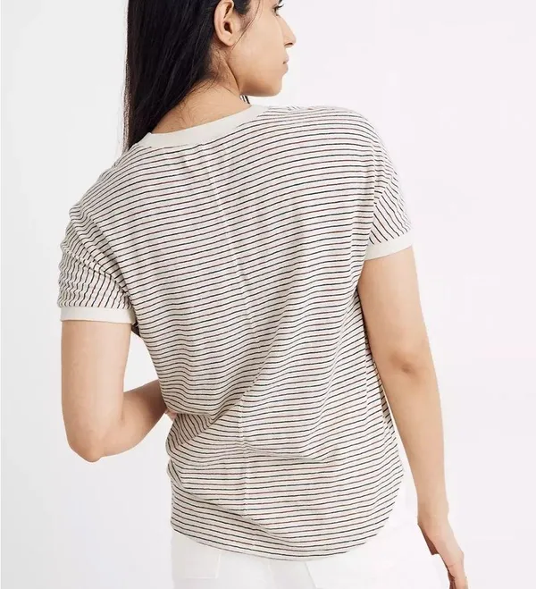 Madewell Hemp Relaxed Drapey Tee in Stripes Size Small Organic Cotton - Image 2