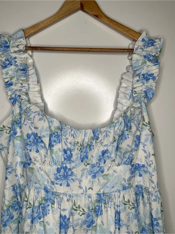 ARULA Alexa Blue Floral Bow Back Ruffle Mini Dress Size 2X - Image 5