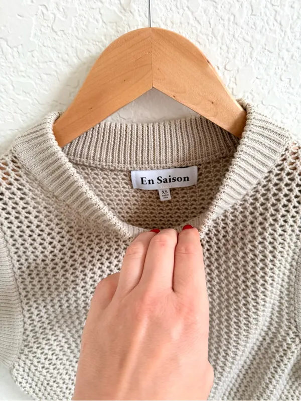 Anthropologie En‎ Saison Knit Sweater Tank Sleeveless Blouse XS Cream Tan - Image 3