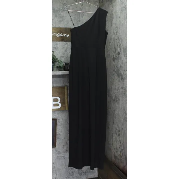 Calvin Klein Womens One Shoulder Gown with Waist Ruch CD9B22M3 Black 4 - Image 2