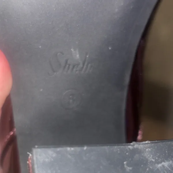 SHEIN liquid gloss cherry plum tall block healed boots size 8 new - Image 9