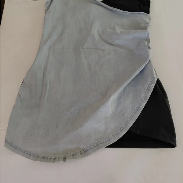 AKIRA Womens Mini Dress Size 1X Denim Faux Leather Party Going Out Y2K Revival - Image 10