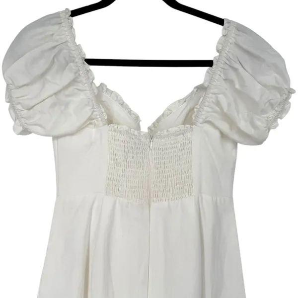 Selfie Leslie Milkmaid Ruched Bust Puff‎ Sleeve Mini Dress White Size Small - Image 8