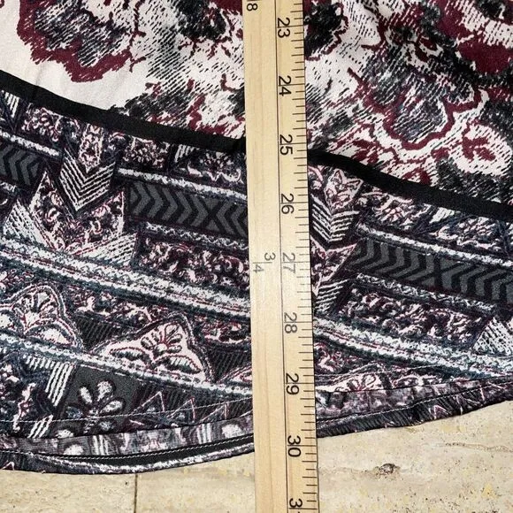 Free People Dress Womens XS Kimono Satin Babydoll Maroon Floral Boho Flowy‎ - Image 5