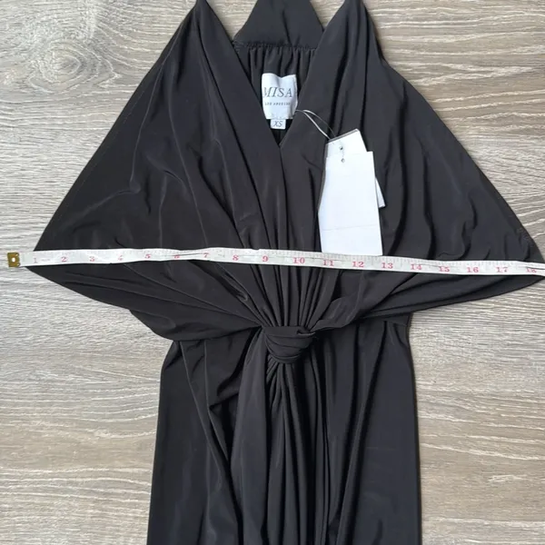 NEW MISA Los Angeles Domino Draped Mini Dress in Black XS - Image 14