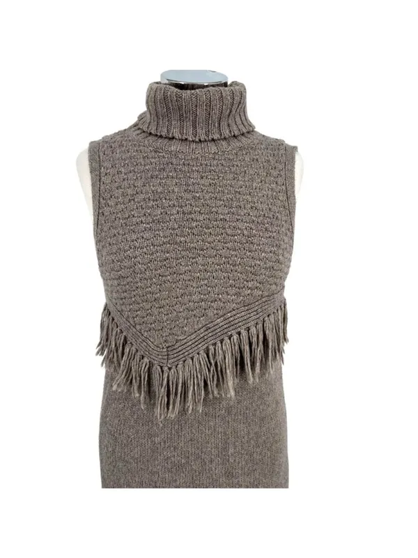Anthropologie Nomad Morgan Carper Fringe Sweater Dress Gray Western Size Small - Image 2