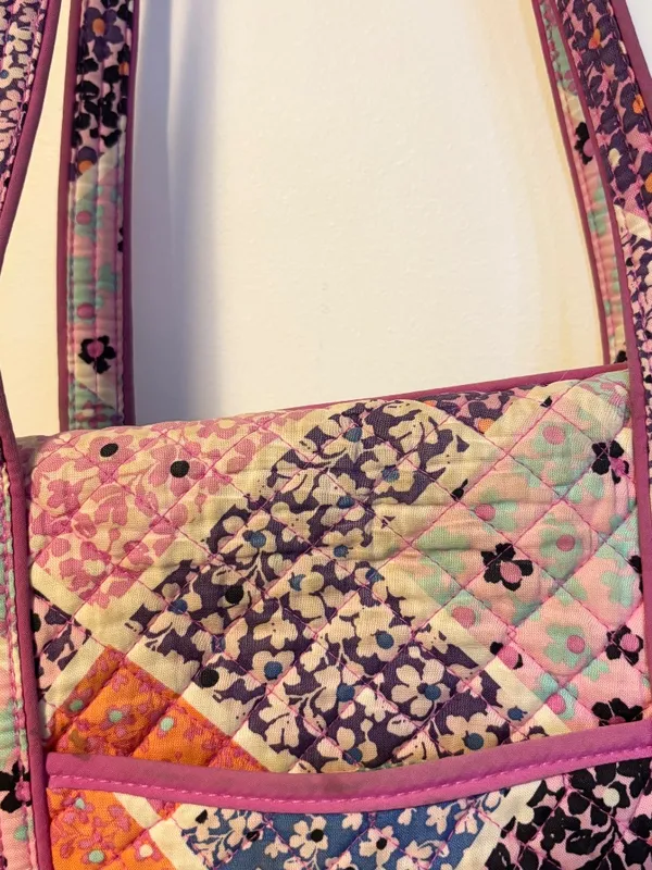Vera Bradley Vera Tote Bag Multiple Compartments Modern Medley Pink Purple Blue - Image 3
