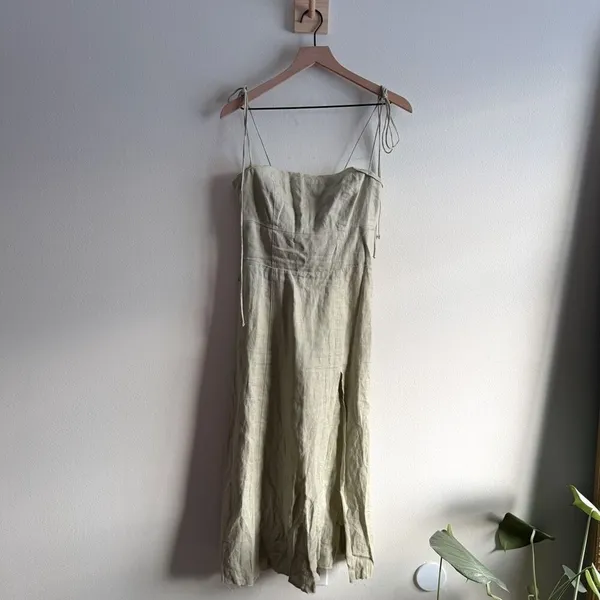 Reformation Liesel Linen Midi Dress Size 6 - Image 3