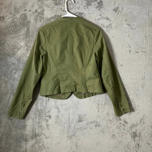 ModCloth Military Inspired Olive Green Button Jacket‎ Structured Fit Size Small - Image 5