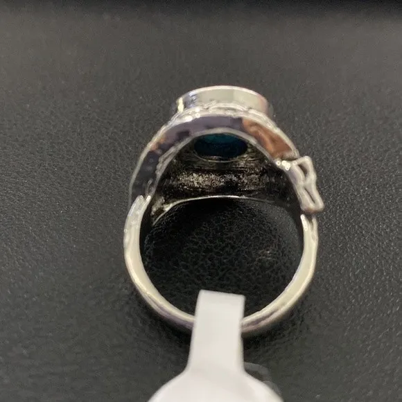 Silver and Turquoise Ring Size 8.75 - Image 4