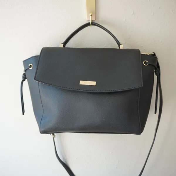 Kate Spade New York Black Saffiano Leather Crossbody Satchel Bag Classic - Image 2