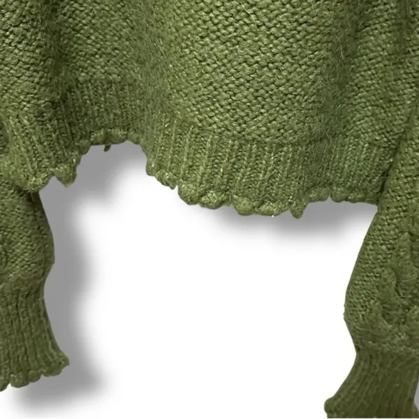176 Dilvin | Turkey EUC Knit Bobble Olive Green Cable Cardigan Sweater (size M) - Image 8