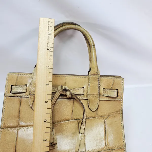 Dooney & Bourke Satchel Beige Croc Embossed Leather Tassel‎ Made in Italy Small - Image 8