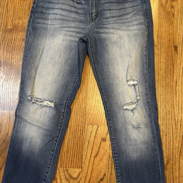 Kancan Womens Jeans Skinny‎ Denim Ripped Distressed Stone Wash Blue 27 - Image 5