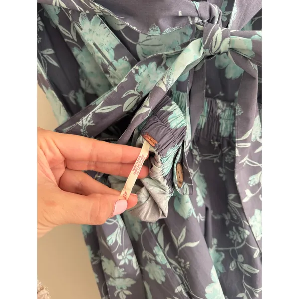 FREE PEOPLE Meet Me In Maui Printed Mini Dress in Ocean Combo Blue Size XL - Image 7